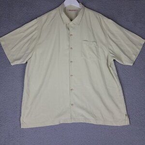 Tommy Bahama Shirt Adult XL Silk Lime Green Hawaiian Button Up Casual Travel Men